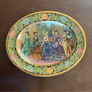 Vintage Daher Decorated Ware Oval England Metal Tin Floral Serving Tray Platter